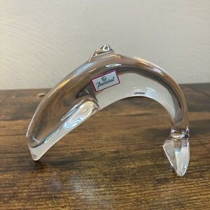 BACCARAT‎ France Crystal Dolphin Diving Playing Figurine Stamped 4.5"L x 4"H